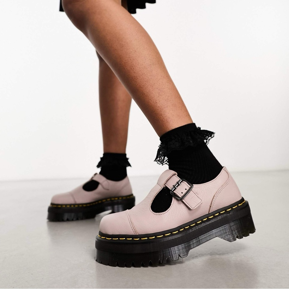 NWT DR. MARTENS Bethan Pisa Leather Platform Mary Jane Shoes!